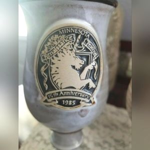 MN 1985 Renaissance Festival Deneen Pottery 15th Anniversary GOBLET - Unicorn